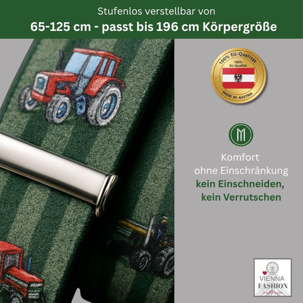 Tirantes para hombre, diseño de tractor, 3,5 cm de ancho, ajustable de 65 a 125 cm, forma de X, clips resistentes y gran comodidad, ideales para la agricultura, al aire libre, trabajo y como