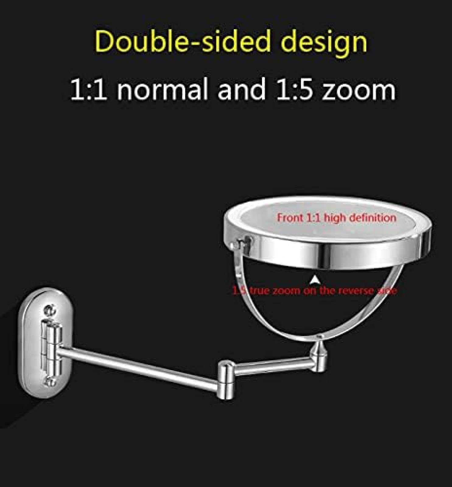 Specchio Ingranditore Da Parete X5 Da 8 Pollici, Specchi Per Trucco A LED Con 3 Modalità Colore, Girevole A 360 °, Estensibile, Ricaricabile Tramite USB,Argento,1x/7X,outstanding78