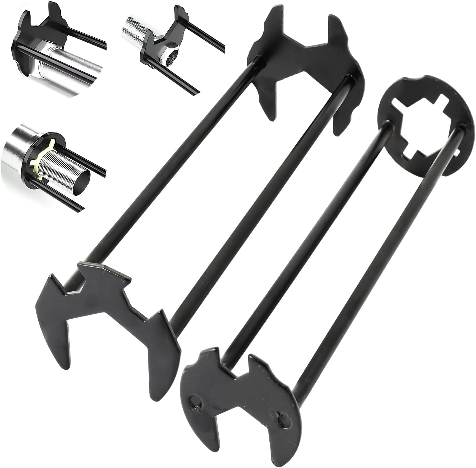 2 PCS Basin Wrench & Sink Wrench, Fourjaw Hex Tap Spanner Plumbing