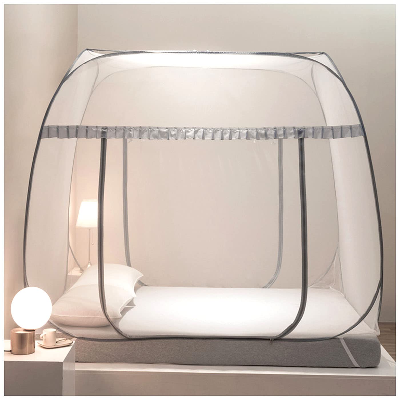 borfieon Canopy Tent Mosquito Net for Double Bed, 180 cm Bed Canopy, 2 Seater Decathlon Tent for Large Tent 4 Bed Tents with Corner Pole, Grey Baby Products