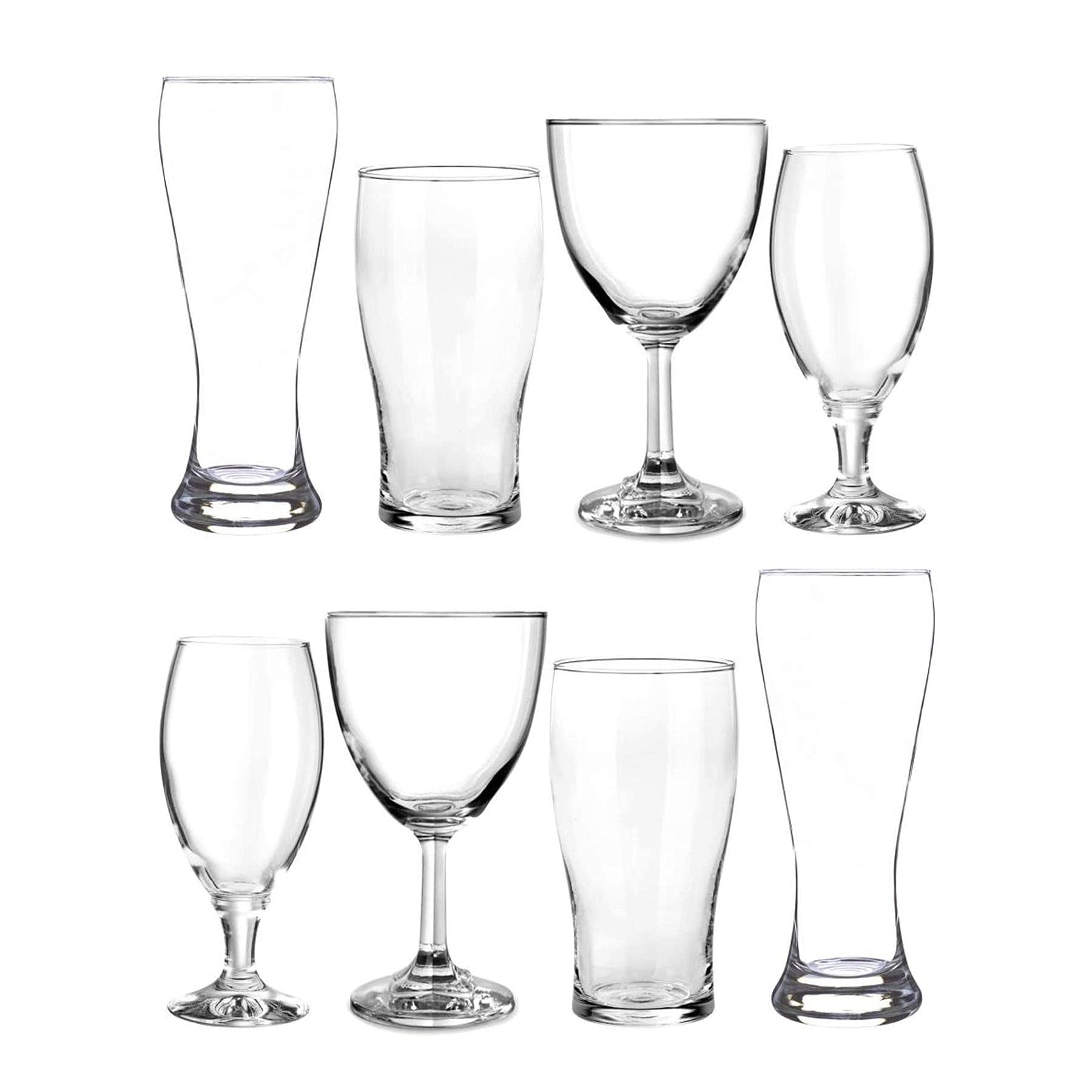 Beer Tasting Glass Set - Twin Pack Boxed Gift Pack: 2 x Abbaye 500ml, 2 x Sevilla 380ml, 2 x Tulip 560ml & 2 x Danube 580ml