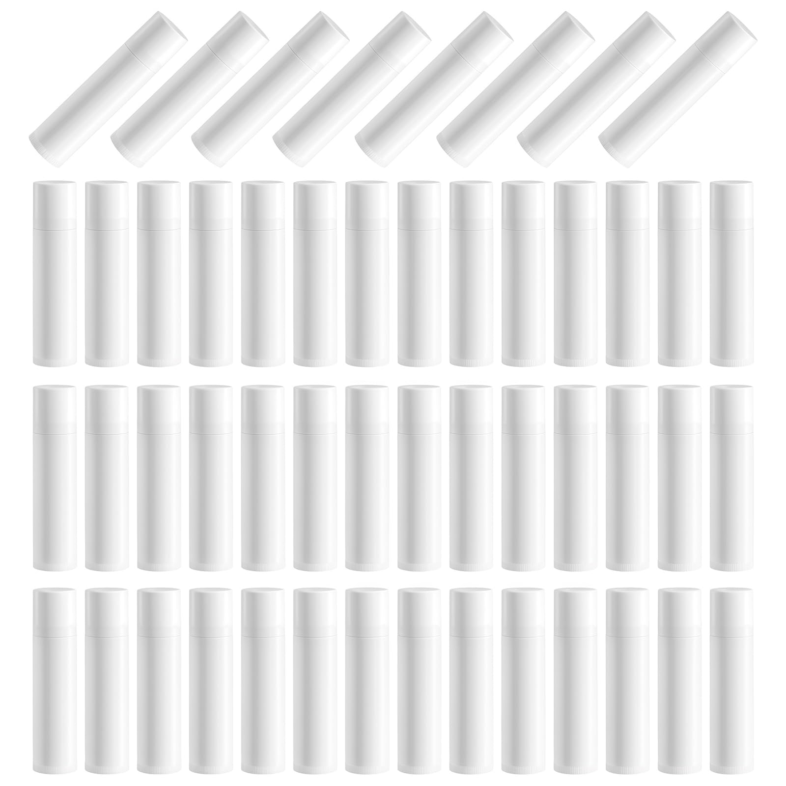 50 PCS White Plastic Empty Lip Balm Tubes Containers DIY Lipstick Lip Salve Tubes Holder Dispenser for Travel Business Trip Camping Hiking