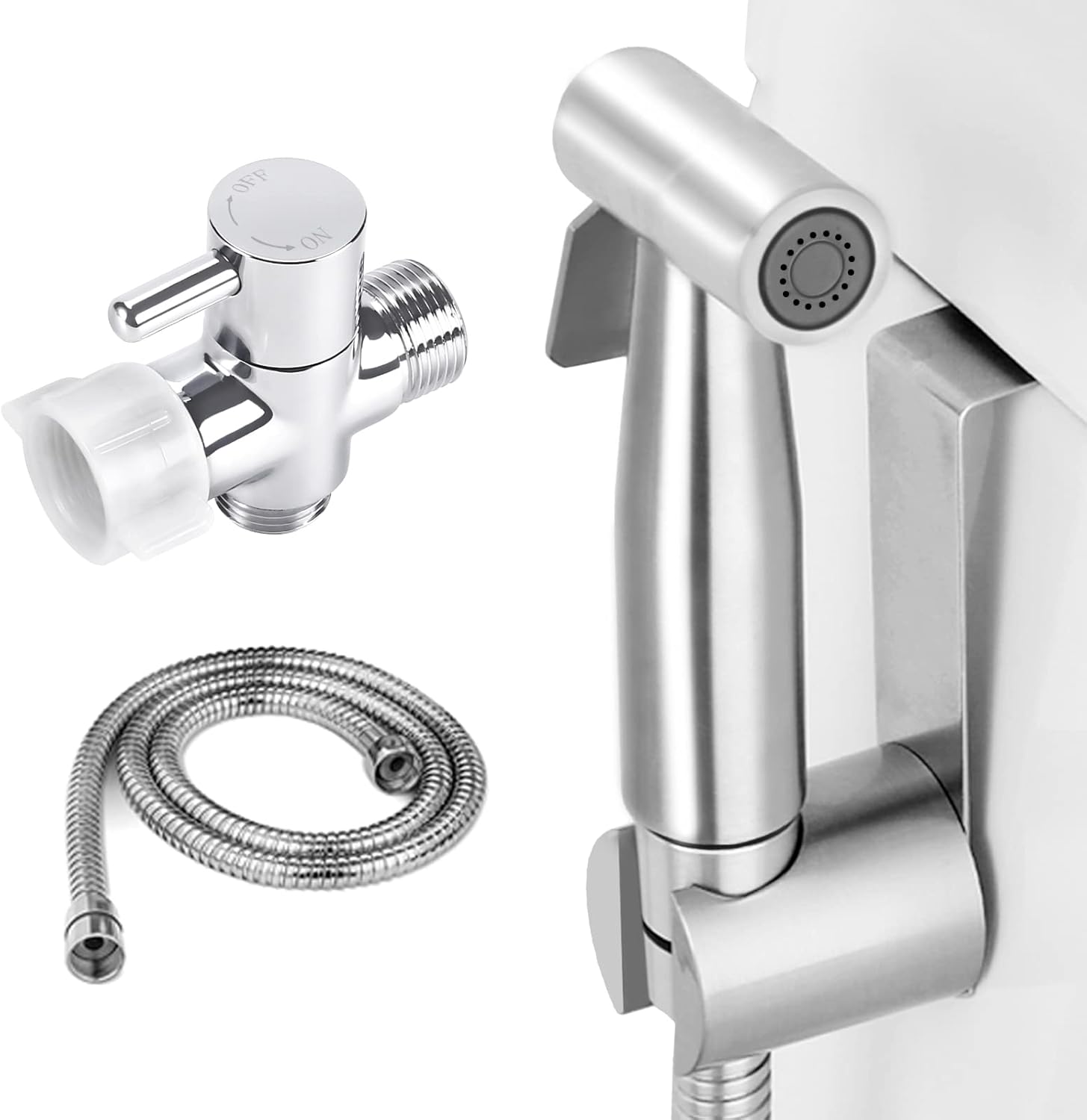Guamar Bidet Sprayer for Toilet: Handheld Bidet Toilet Sprayer Set with Stainless Steel Bathroom Hose - Jet Spray for Muslim Shower/Cloth Diaper/Feminine Wash & Easy to Install