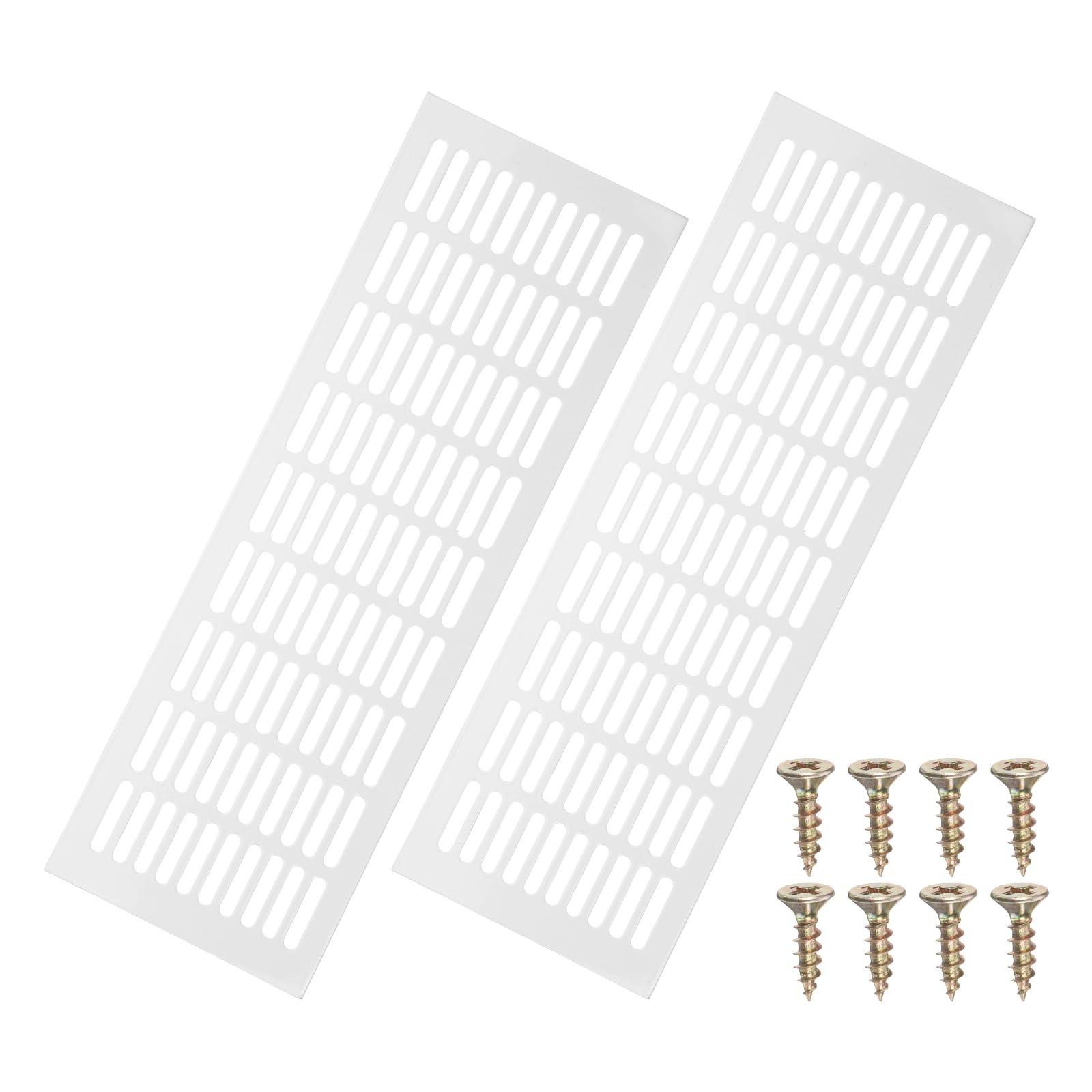 PATIKIL 2 Pcs 18 x 6 Inch Door Air Vent Cover, Aluminum Grille Ventilation Cover with Mounting Screws for Cabinet Wardrobe Ceiling Door, White