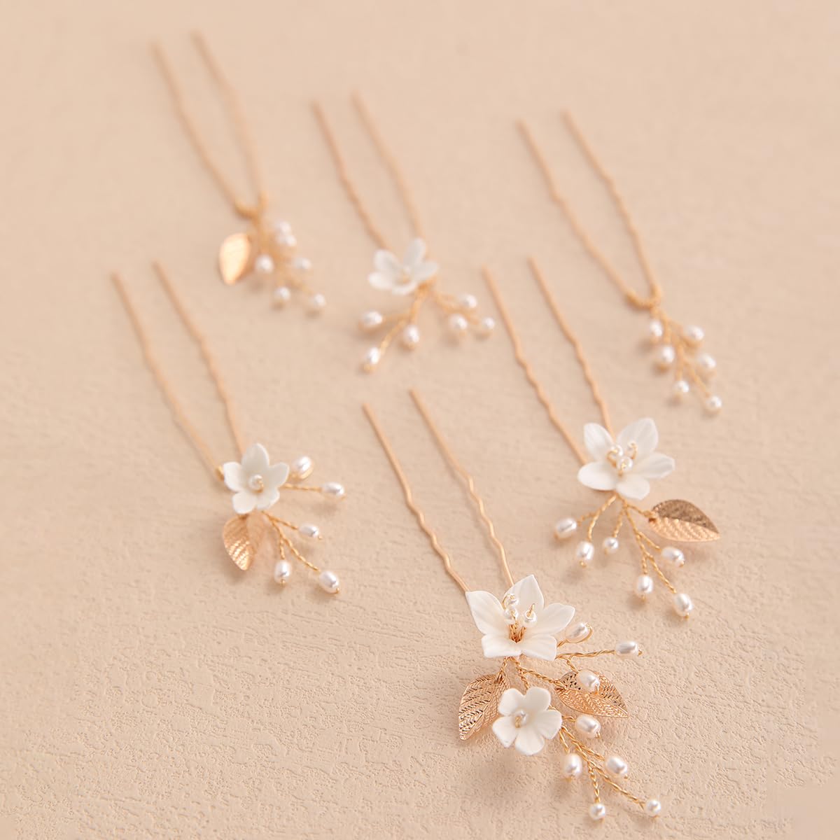 Horquillas para el pelo hechas a mano con flores de arcilla polimérica, accesorios para el pelo de novia
