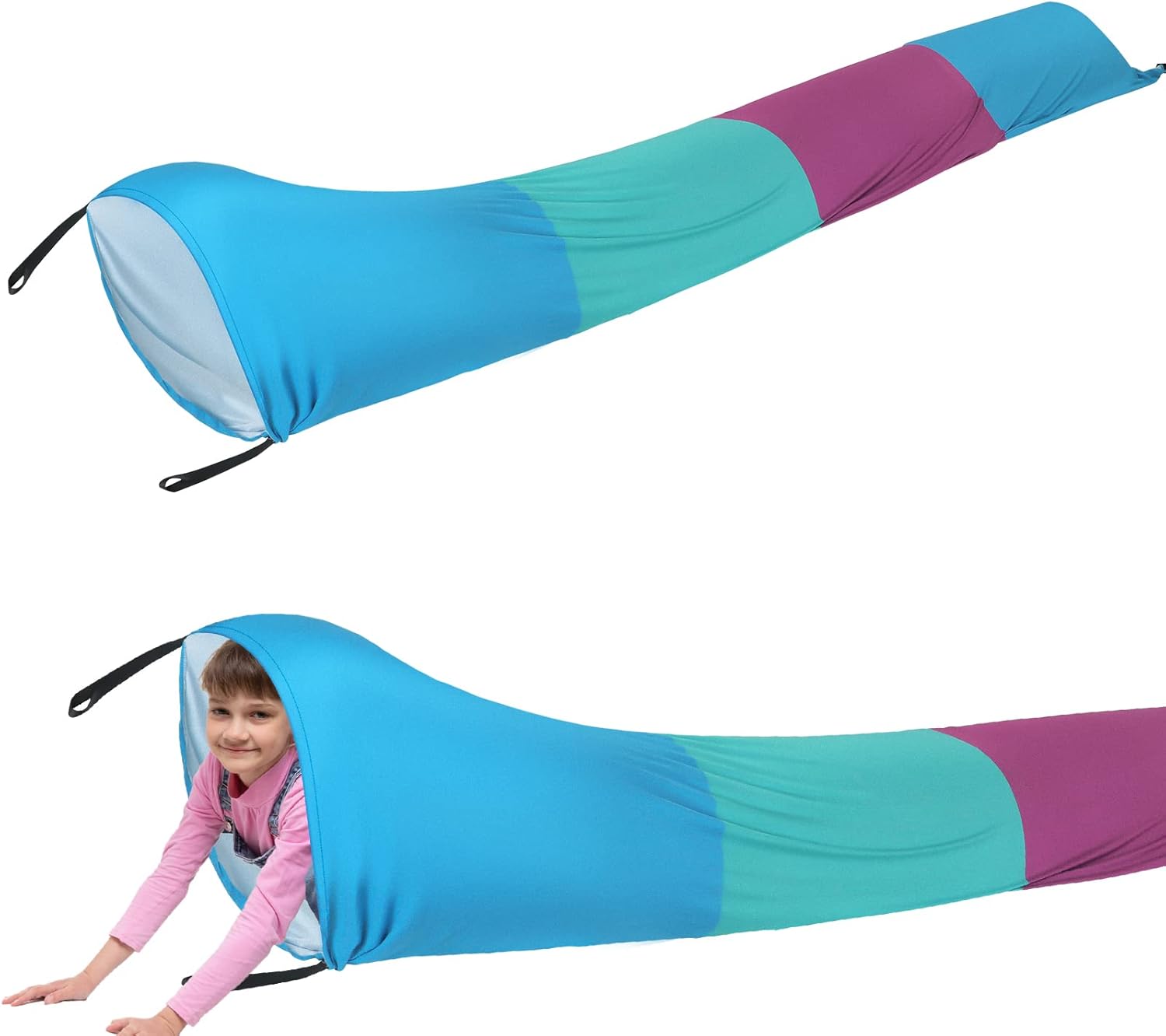 Shappy 12 ft Sensory Tunnel Crawl Resistance Tube for Calm Sensory Tent Compression Tube Play Tunnel Toys for Kids Birthday Gifts Outdoor Indoor Game(Purple, Green, Blue)