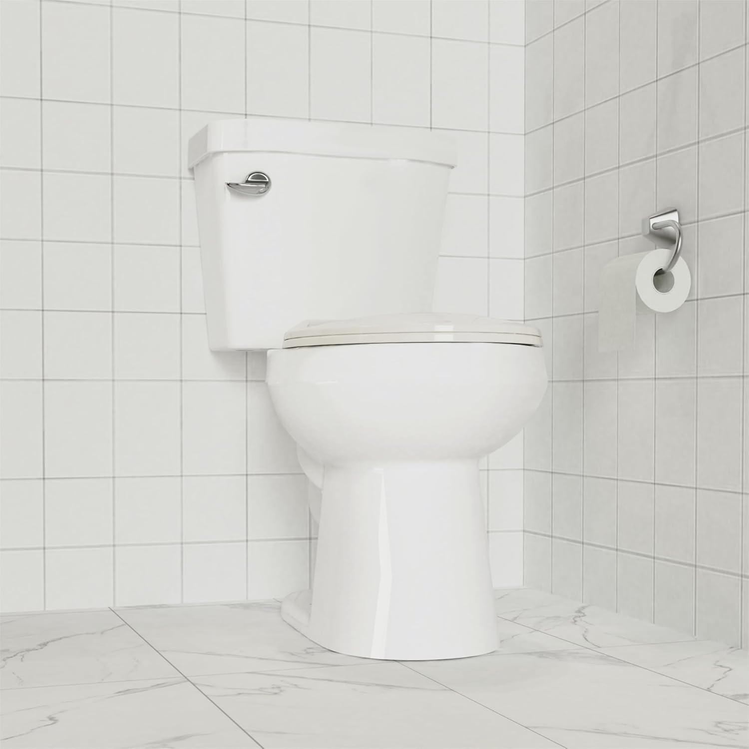 19" Elongated Almond Toilet Seat Cover, Slow Close Polypropylene Design with Never Loosen Lid, Quiet and Easy to Install & Clean