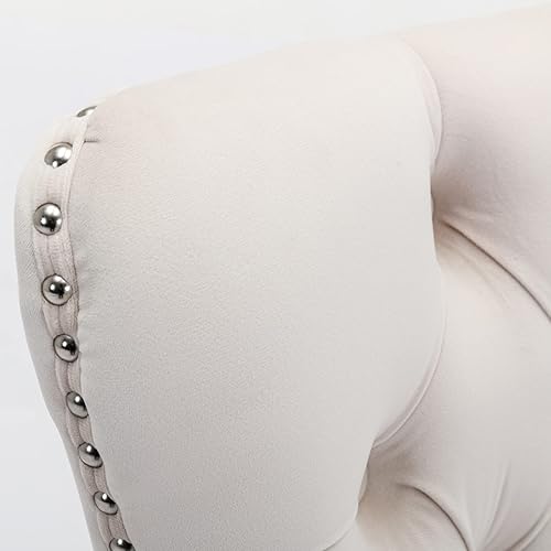 Miniatura 48 de Juego de 2 sillas de comedor vintage de terciopelo con respaldo alto, sillas Parson vintage para sala de estar, comedor (blanco PU + negro) Pu