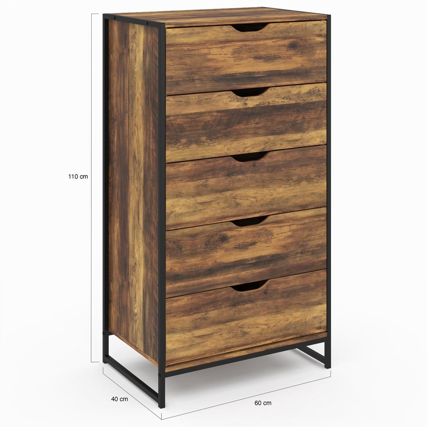 IDMarket Hawkins - Chifón de 5 cajones (60 cm), diseño industrial