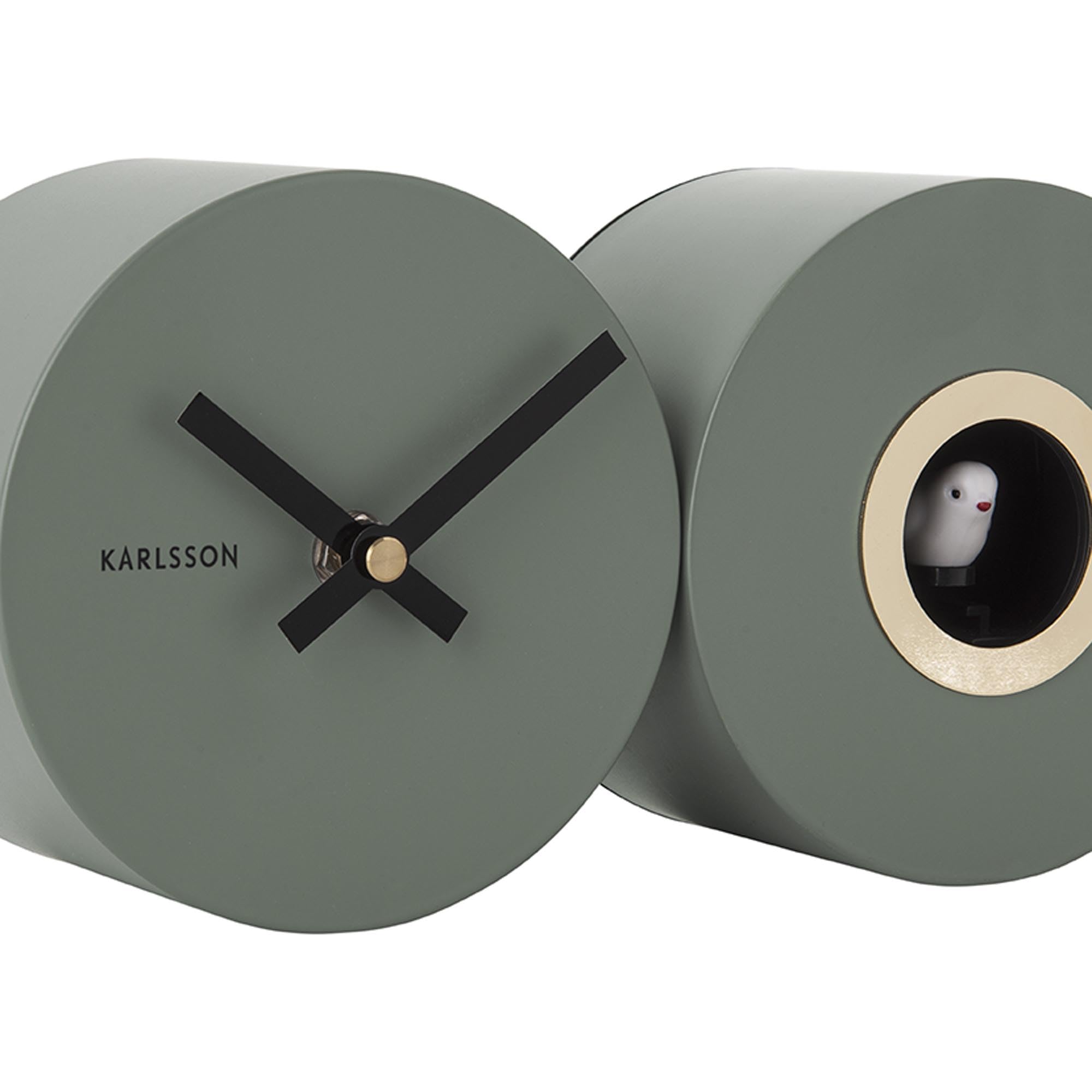 Karlsson Reloj de pared Duo Cuco - Verde selva (KA5789GR)