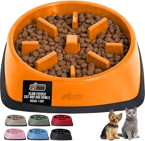 Miniatura 22 de GORILLA GRIP Tazones patentados de alimentación lenta sin BPA, juguete interactivo para perros y gatos, enriquecimiento de entrenamiento Turquesa