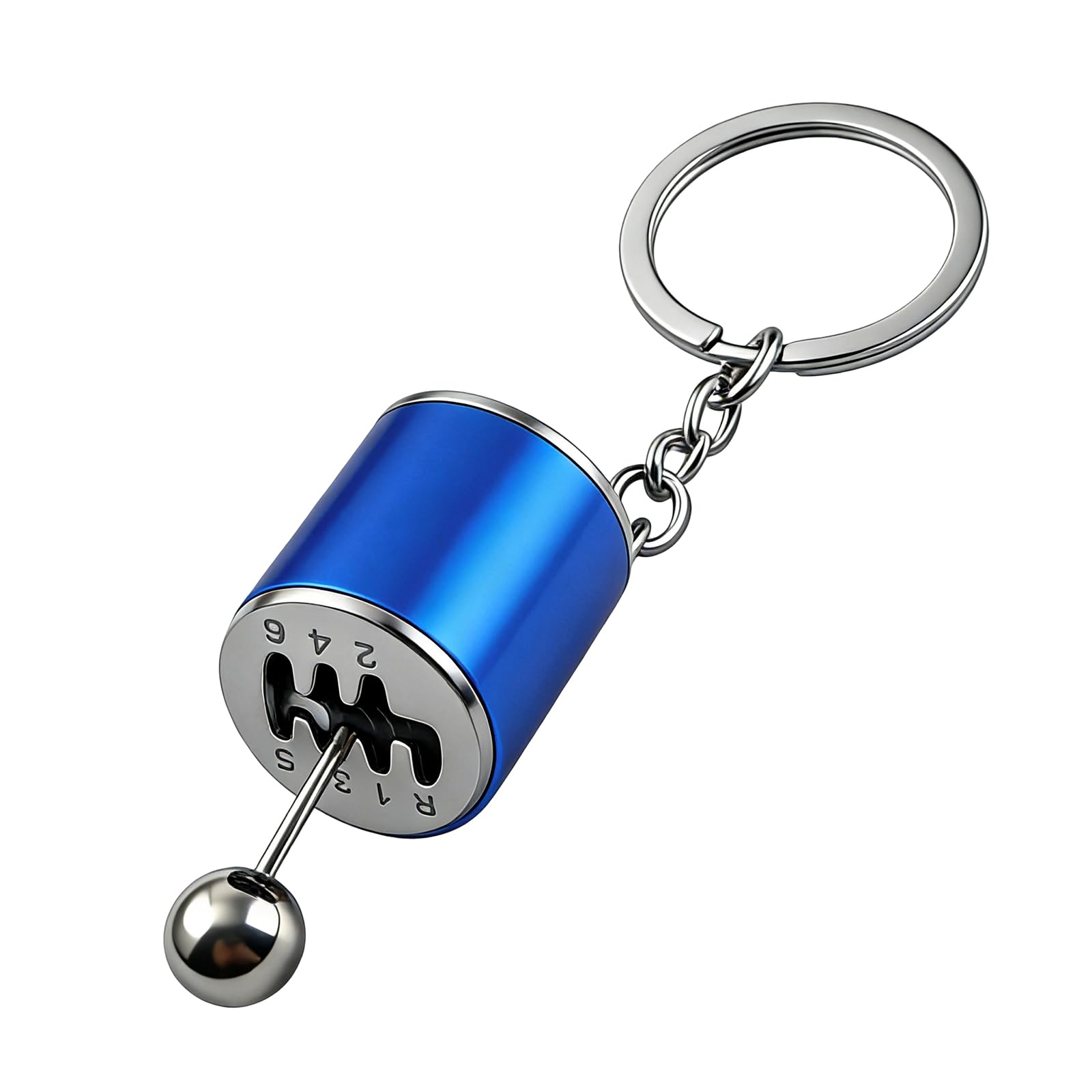 Hiahxc Men's Blue Gearbox Keychain,6-Speed Manual Transmission Gearbox Key Chain,Creative Gear Shifter Keychain,Stick Shift Keyring Car Fidget,Stress-Relieving Gear Shift Fidget Toy,Car Accessories (Blue)