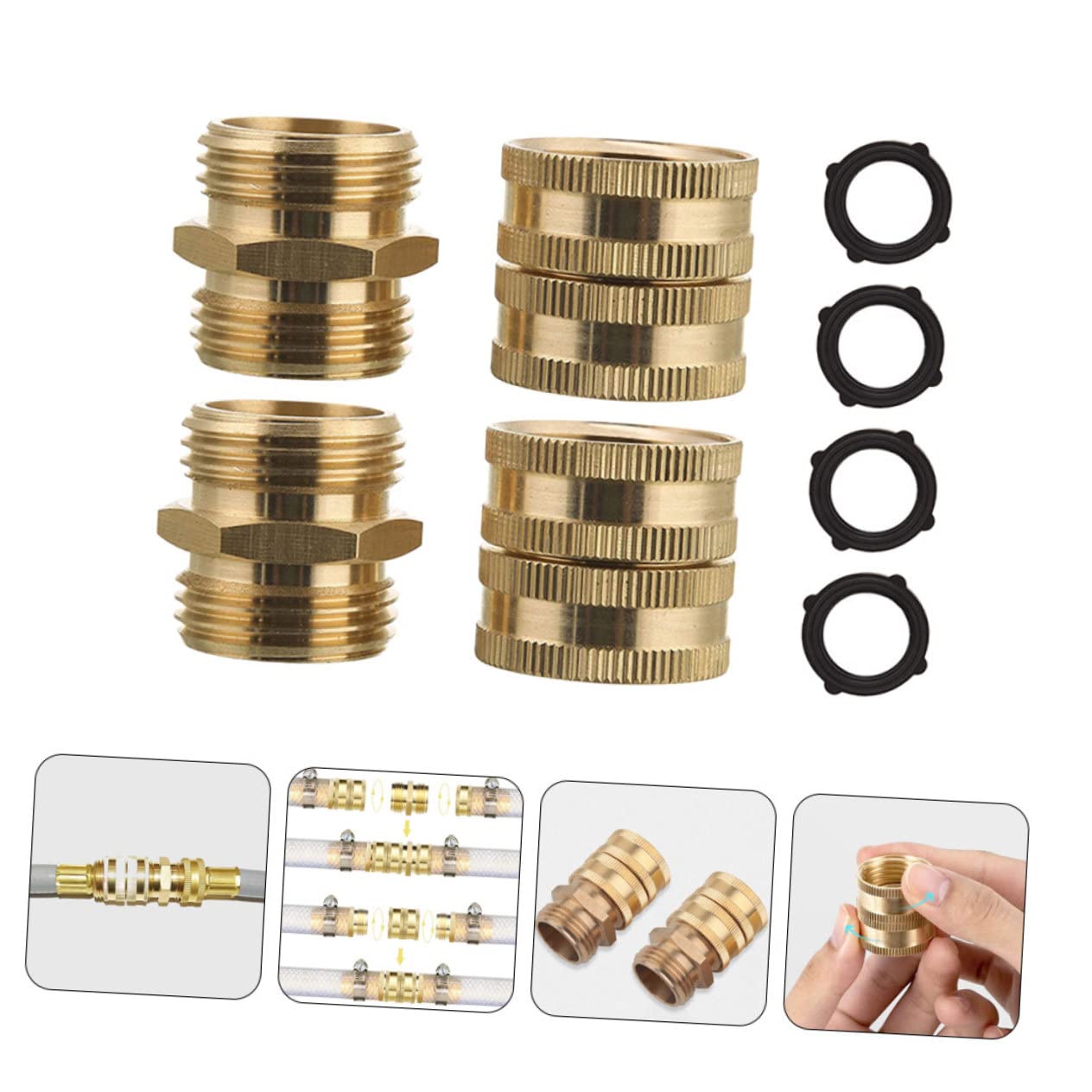 Flexible Wasserhahn-Adapter mit Außengewinde, Schlauchanschluss-Armaturen-Set, Luftleitungsanschlüsse, Schlauch-Schnellkupplungen, Luftkupplung und Stecker-Set, 6 Paar Wasserrohr-Verlängerungsverbindu