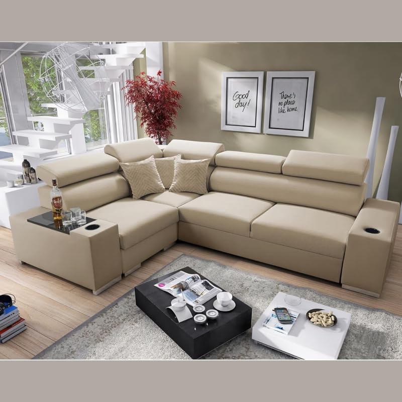 Homax. Tista 4-Seater L-Shaped Sofa Set | Adjustable Headrests, Wooden Tray, Charging Station & Cup Holders | Premium Fabric Sectional with Solid Sal Wood Frame | Space-Saving Modern Living Room Sofa-image-27