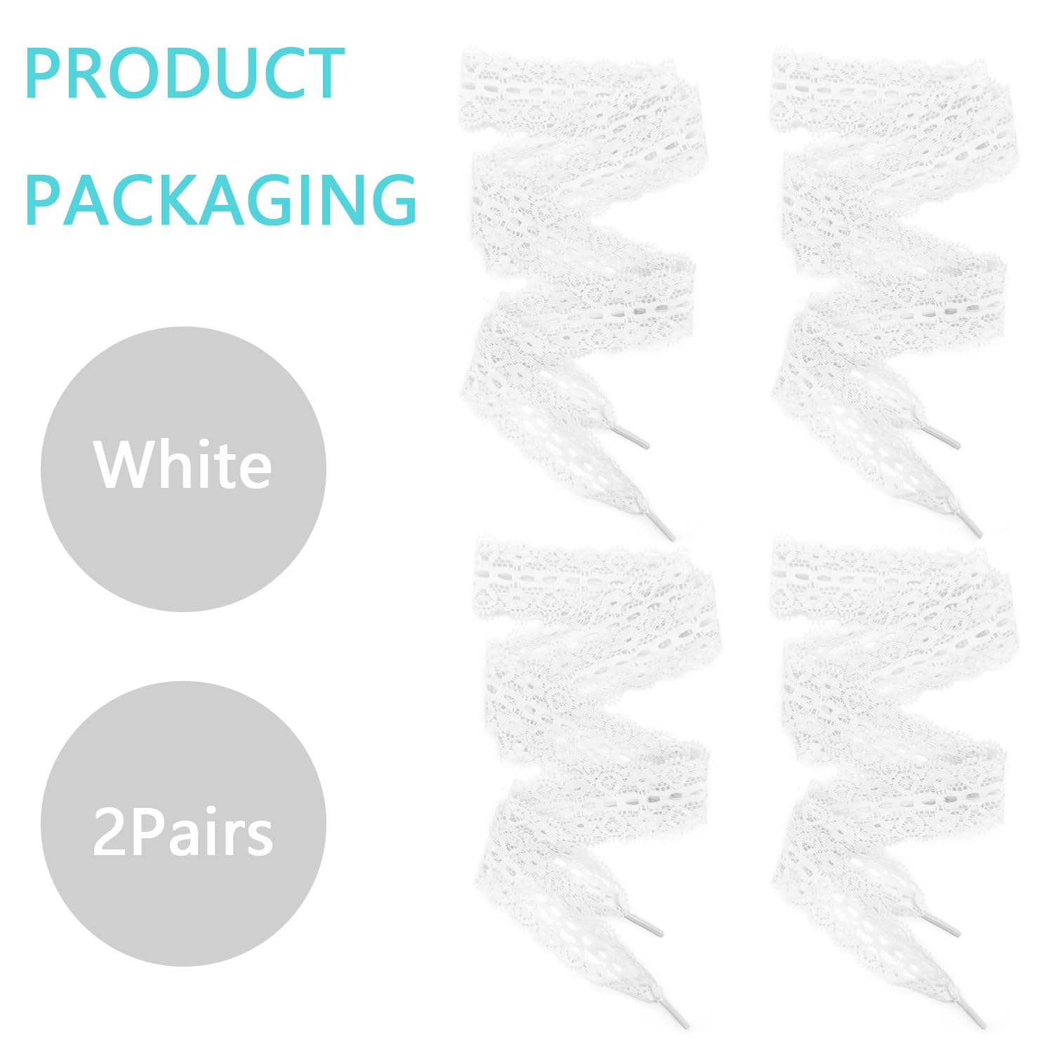 UamGlsob 2 Pairs Lace Shoelaces for Samba Fashion Shoes, 3CM Wide Flat Soft Fancy Shoe Laces for Women Girls Sport Walking (White,36