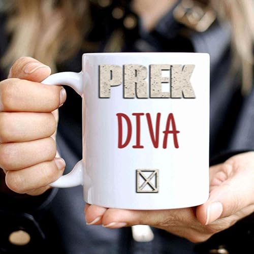 Miniatura 5 de Pre K Diva Gifts for Daughter - Student Teacher Gift for Preschoolers - Gray and Muticolor 11 Oz White Ceramic Coffee Mug