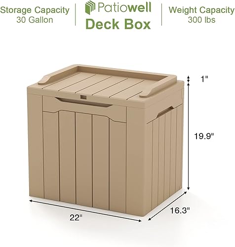 Miniatura 6 de Patiowell Caja de cubierta de resina de 30 galones, caja de almacenamiento al aire libre para muebles de patio, entregas, suministros de piscina,