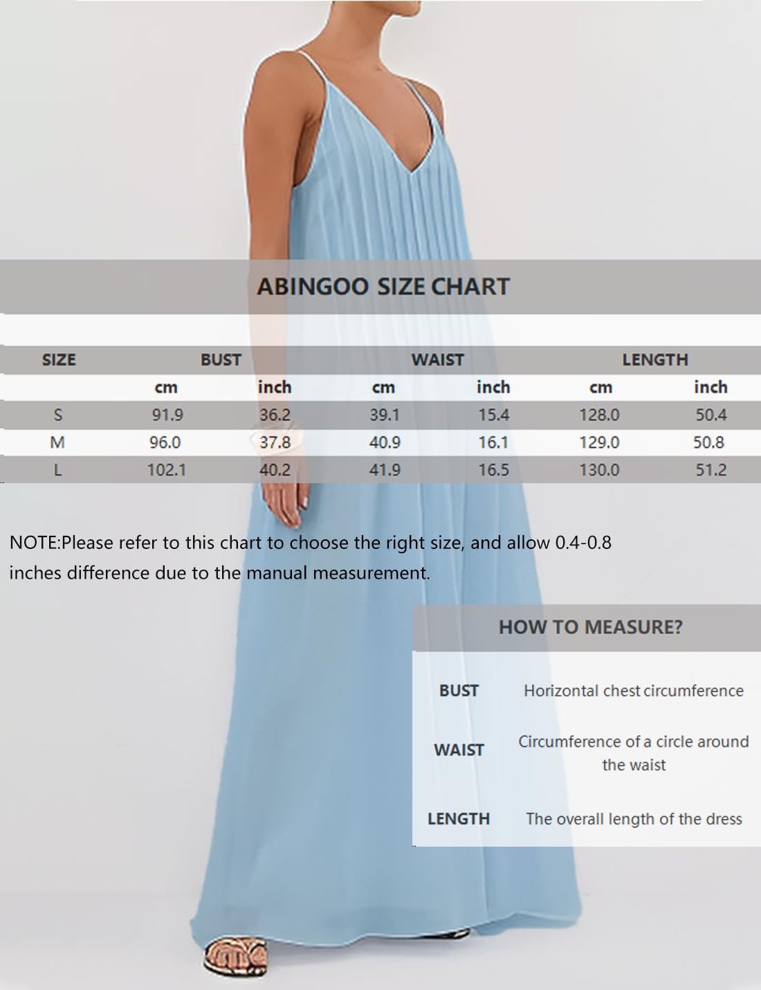 ABINGOO Women Summer Spaghetti Strap Maxi Dresses Sleeveless V Neck Pleated Backless Flowy Loose Beach Vacation Long Sundress - Image 6