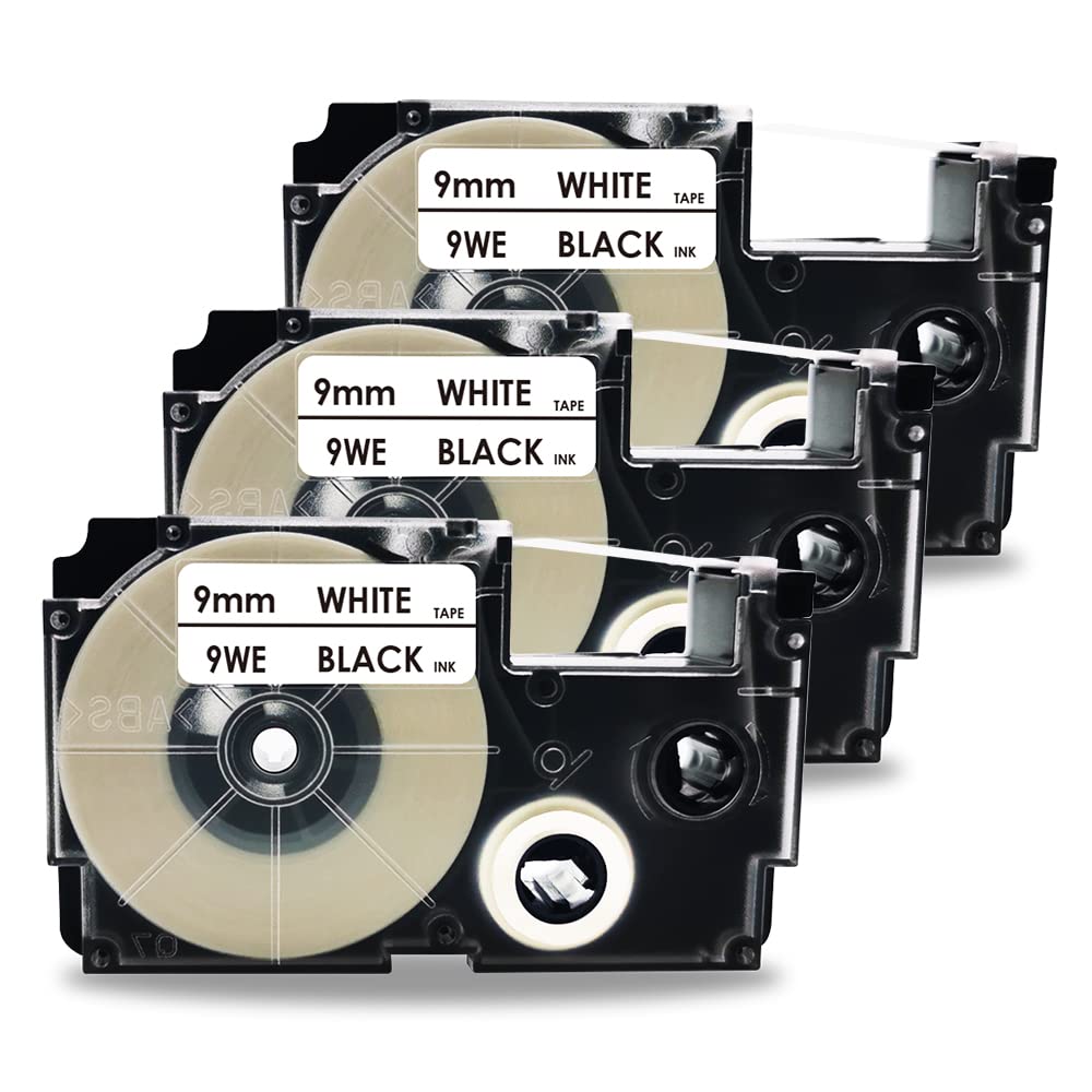 Amazon | カシオ テープ XR-9WE 白地黒文字 3個セット 幅さ9mm