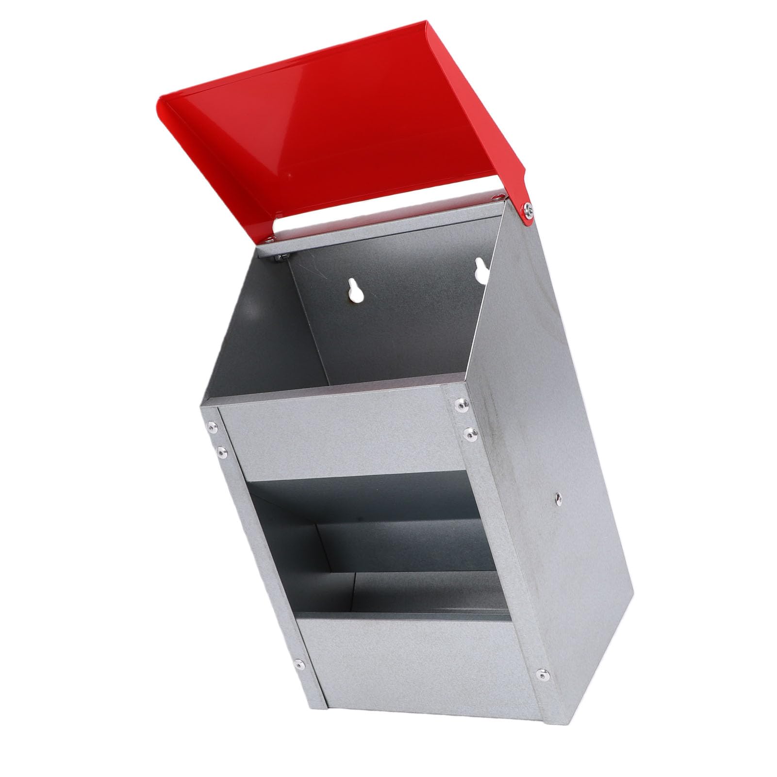 Comedero para Pollos Galvanizado, Comedero para Aves de Corral de Montaje en Pared sin Residuos con Tapa y Diseño Resistente a la Intemperie para Gallinero Al Aire Libre, Capacidad de 10