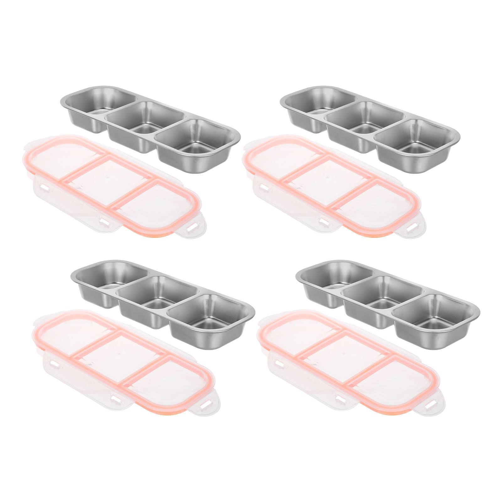 Caja de Aperitivos de Acero Inoxidable con 3 Compartimentos y Capacidad de 600ml, Reutilizable y Resistente al Óxido para Sushi y Frutas en Escuela o Camping