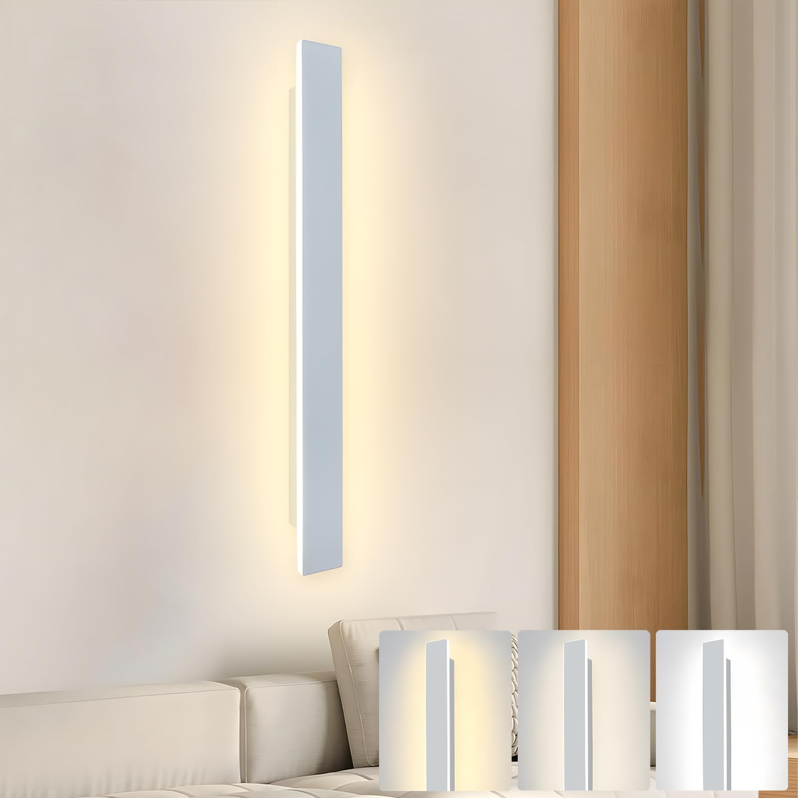 ZTWLEED LED Wall Light Indoor,22W Wall Lamp Modern 3000K/4000K/6000K,Acrylic Wall Sconce Lights for Bedroom Living Room Corridor Stair 60CM White