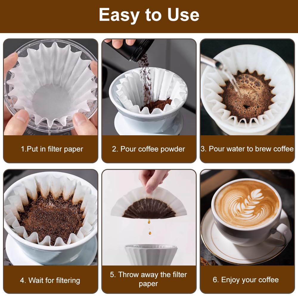 Filtros De Café De Papel SUNYA - Pack De 36 Unidades En Forma De Disco, Bordes Anchos Para Tazas De 5-9 Cm - 9 Diseños Diferentes, Ecológicos Y Sin Cloro