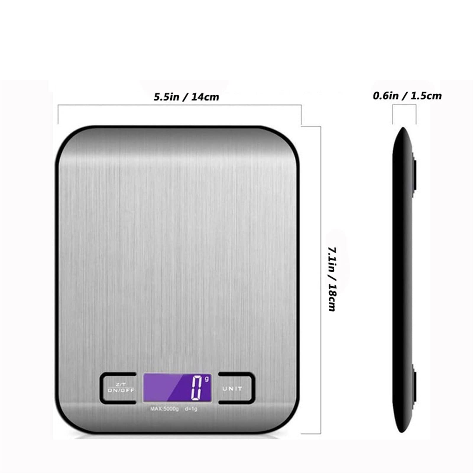 JINGYAN Báscula de Cocina Báscula de Cocina Digital Alimentos multifunción Balanza Acero Inoxidable Pantalla LCD Medición onzas Cocinar Hornear