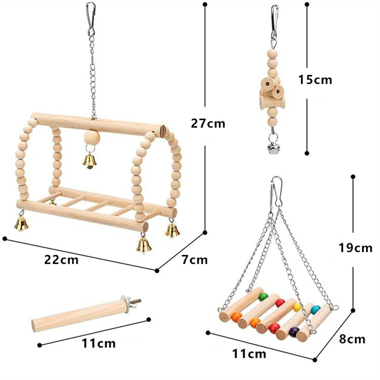 Jouet pour oiseaux 8 pièces/jeu d'oiseau jouet pour perroquet en bois suspendu hamac à mâcher échelle échelle cage pour animaux de compagnie accessoires