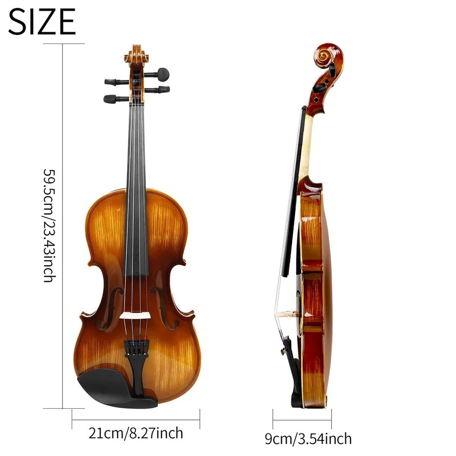 Violino Violino Acustico In Legno Massello 4/4 | Finitura lucidata a mano con una lucentezza lucida vintage
