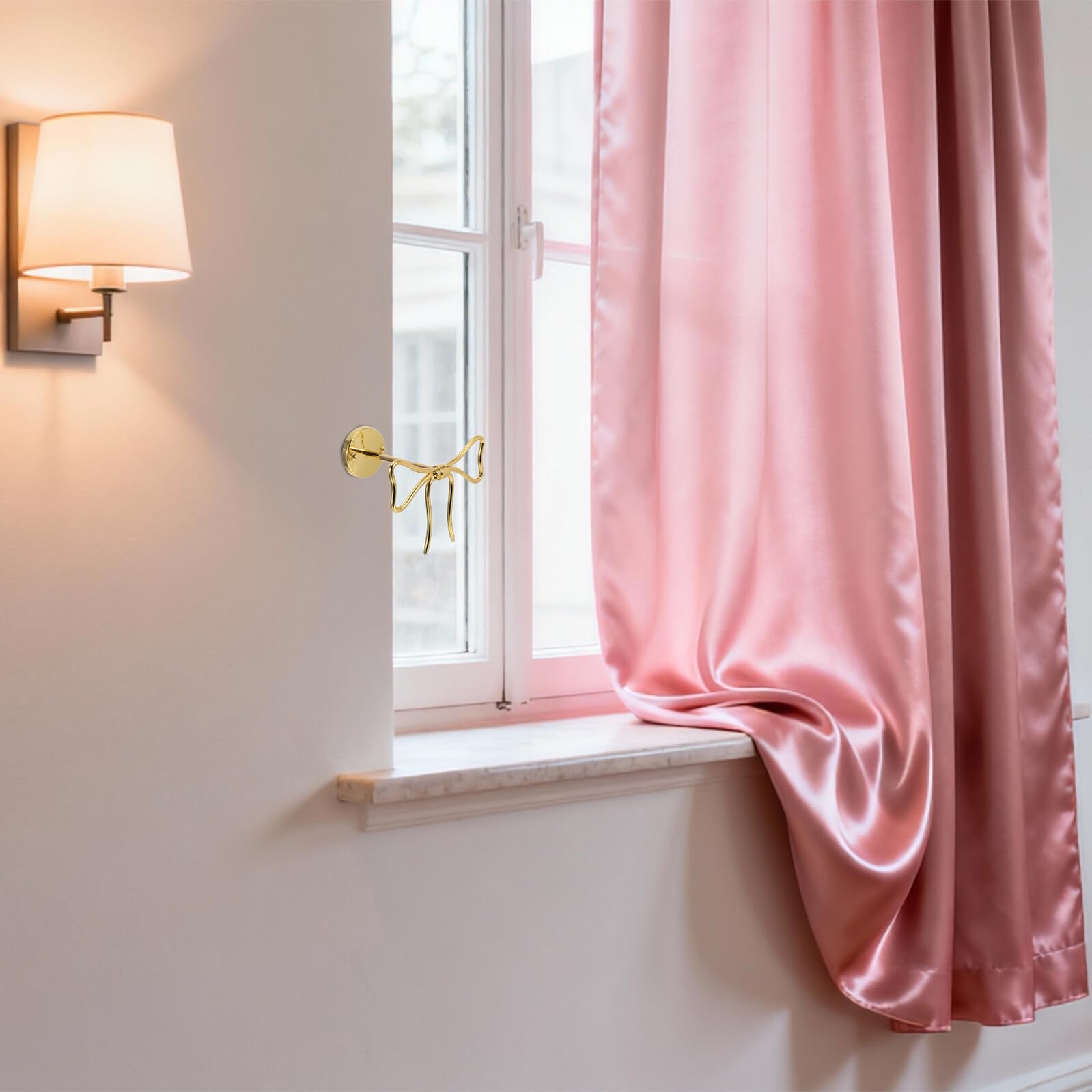 2 Stück Metall Gardinenhalter Schleifen Stil Wandmontierte Vorhanghalter aus Zinklegierung Dekorative Gardinenhaken für Wohnzimmer und Schlafzimmer