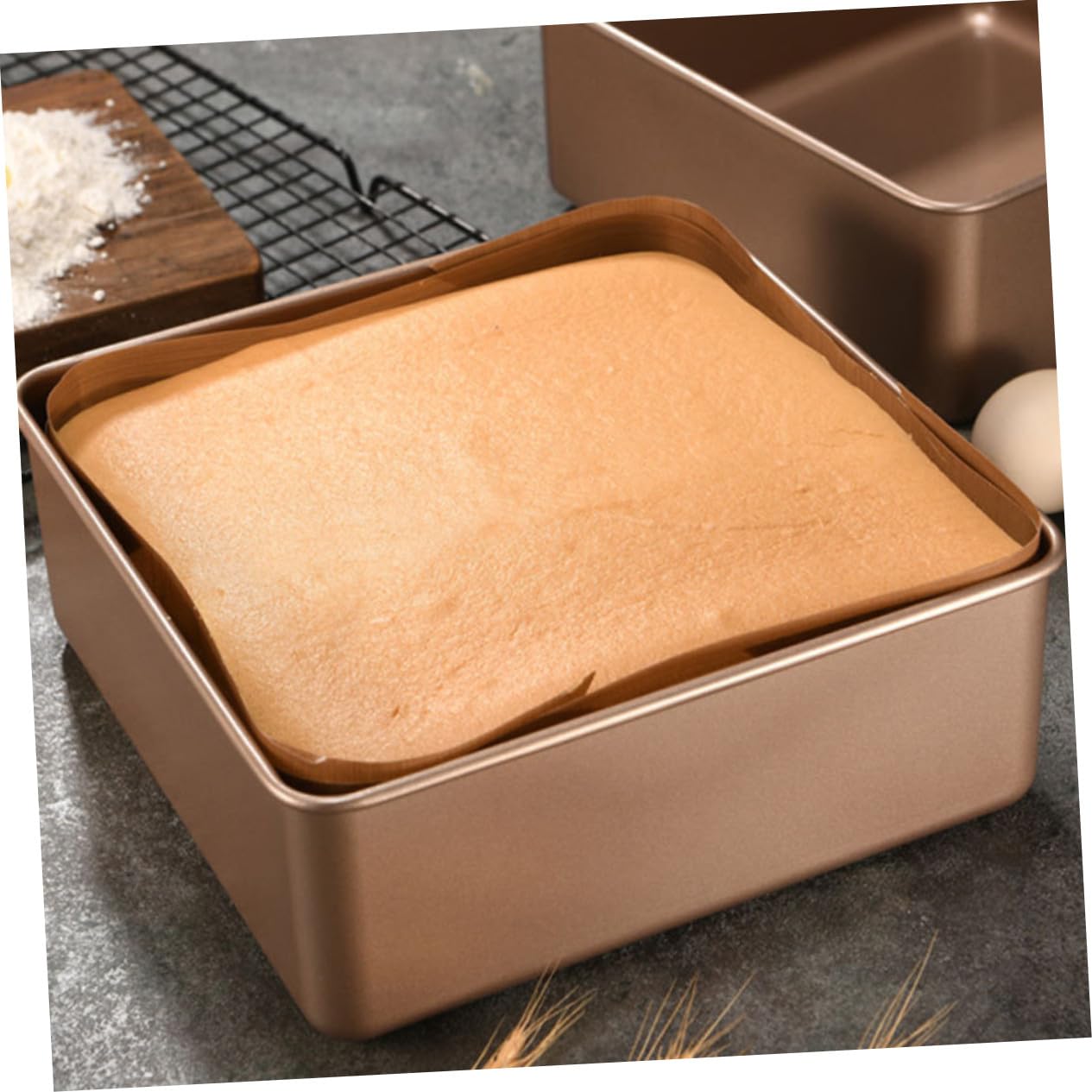 TEHAUX Edelstahl Antihaft Kuchenform Quadratisch Leicht zu Reinigen Backform für Brot und Kuchen Vielseitig als Kuchenplatte und Kastenform zum Backen