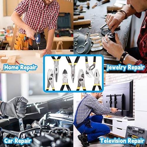 Vivicreate 7-Piece Pliers Set Heavy Duty Multipurpose Tools for Home Repair DIY Auto Electrical Work Includes Long Nose Slip Joint Linesman and Diagonal Pliers Alicates de Corte Herramientas - Image 7
