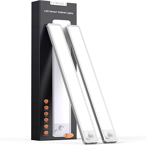 Miniatura 10 de Paquete de 5 luces para debajo del gabinete, LED, inalámbricas, 2200 mAh, recargables, con sensor de movimiento magnético, para clóset, interior,