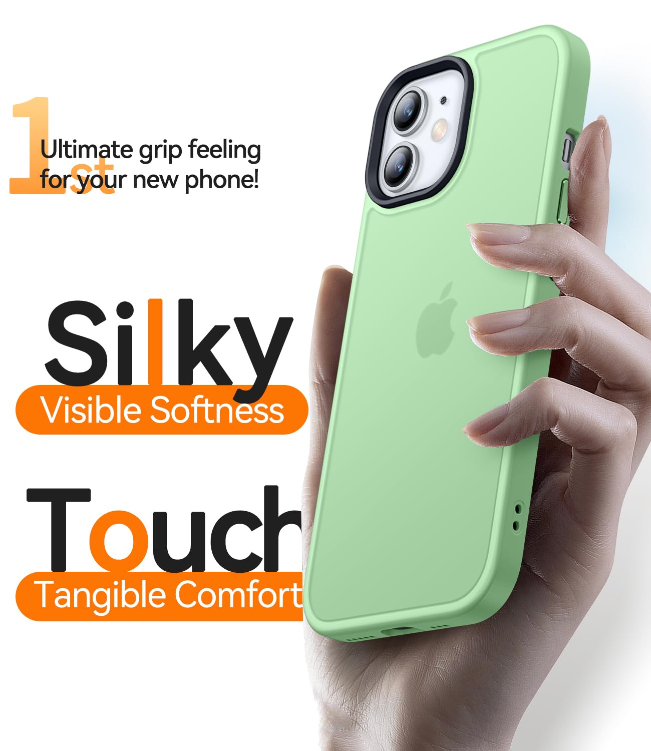 CANSHN Cover Opaca per iPhone 11, [Bordi Quadrati] Custodia Traslucida Opaca Protettiva Sottile Antiurto per iPhone 11 6,1 pollici - Verde Chiaro