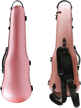 Violin Case 4/4 Full Size Violin Case Carbon Fiber Violin Cases Hard-Shell 4/4 Violin Case Strong & Ultralight violin bags & cases with Back Strap & 2 Bow holder Violin Bag Ca. 2kgRose Gold