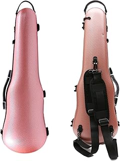 Vetimobato Hard Shell Violin Case 4/4 Full Size Strong Light Carbon Fiber Violin Box Anti-Scratch Scratch Shaped Flight Case Backpackable Travel Violin Case (Pink gold)