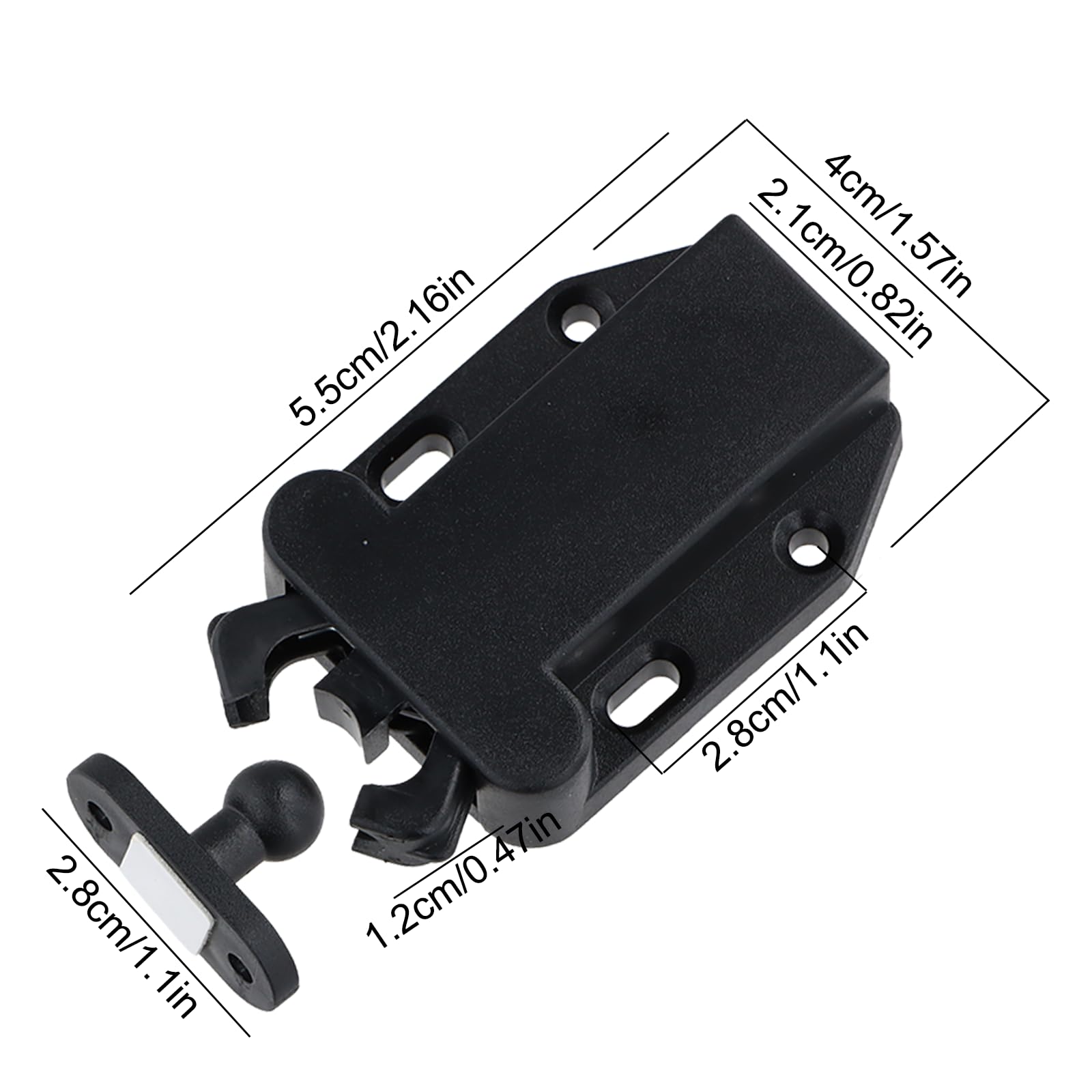 Duronge 6 Pcs Touch Release Catch Latch Cupboard, Push to Open Door Catches, ABS Push Latch - Image 2