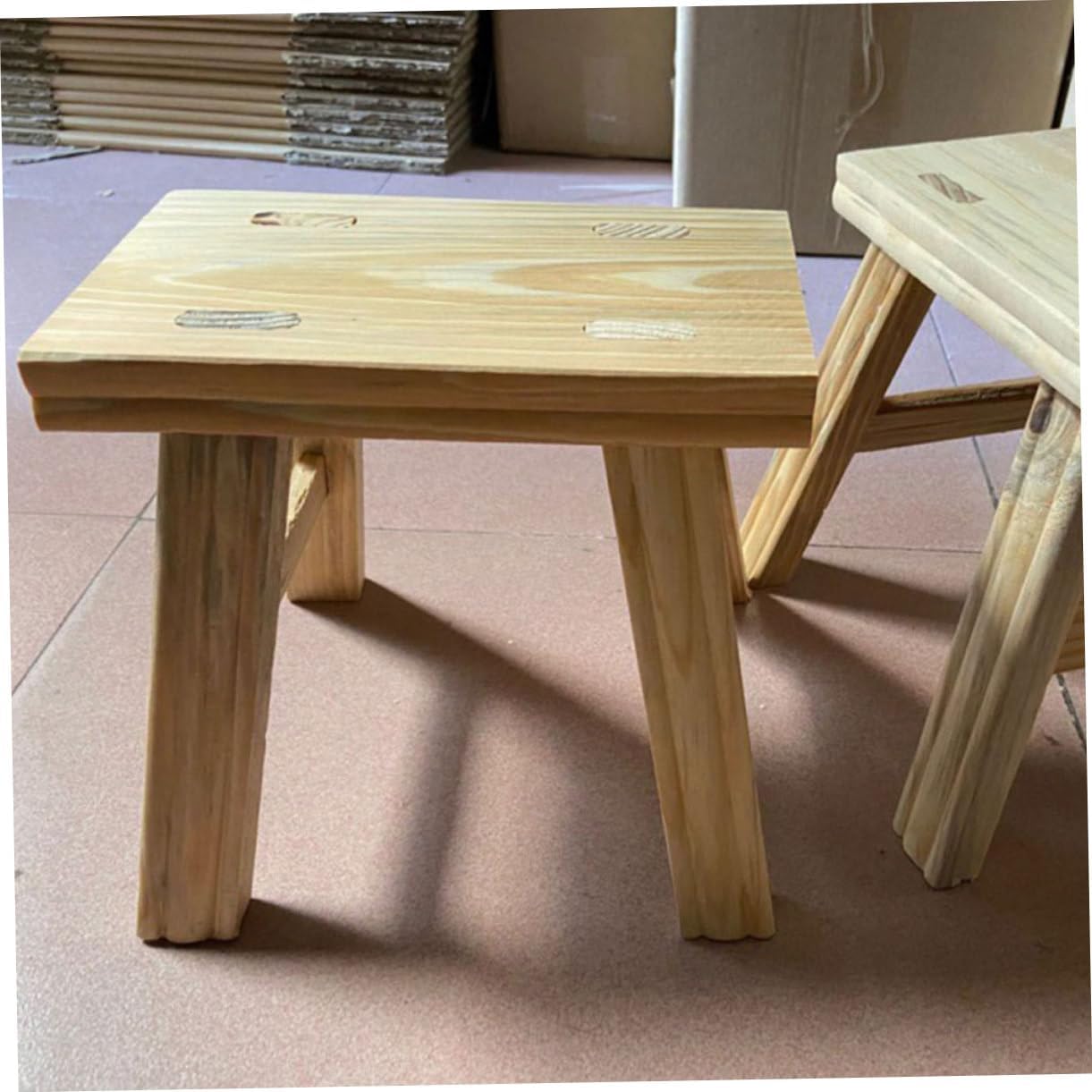 STOBAZA Wooden Long Bench Stool for Kids Solid Wood Construction Non-Slip Design Small Size for Home and Kindergarten Use for Dance Practice and Shoe Changing