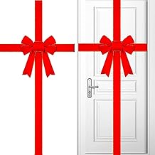 KAHEIGN 1 x Christmas Cabinet Door Ribbon Bow, Large Red Cabinet Arches Christmas Tree Arch Wreath for Fireplace Home Door Main Decorations