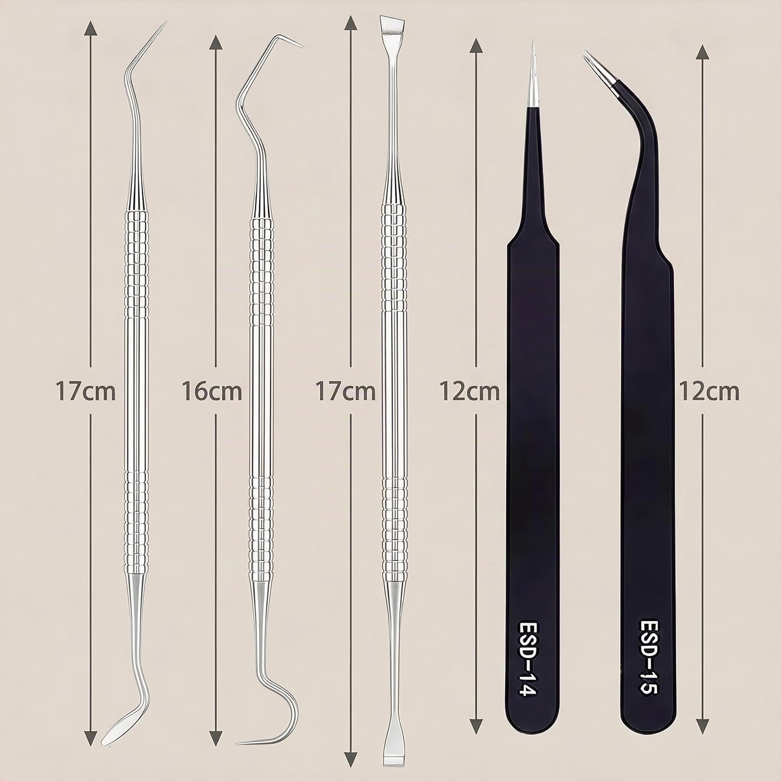 5 pezzi in acciaio inox per erbacce in vinile, cartoncini in vinile, kit per lavori creativi con gancio curvo, spatola, pinzette, per scritte in vinile, sagome e cammei scrapbooking