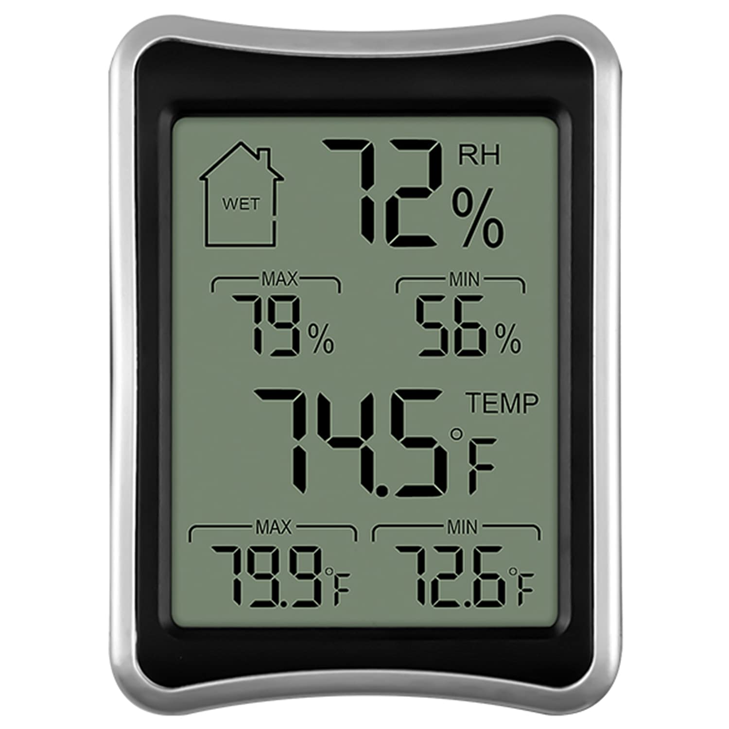 Ibama Digital Indoor Thermometer And Hygrometer With Temperature Humidity Gauge Monitor For Home, Office, Indoor Garden,Black, Silver, Dth113 02