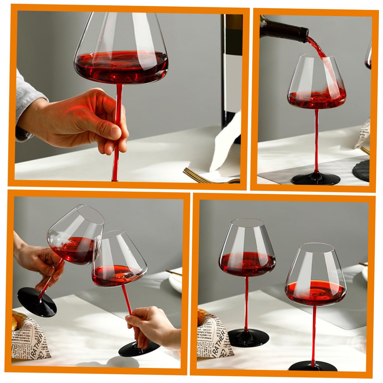 STOBAZA 2 Stück Zweiteiliges Halloween Weinglas Rotwein Gläser mit Vampirmotiv Langlebige Glas Goblets für Party Fest und Zuhause Stilvolle Bar Trinkbecher in Schwarz und Rot
