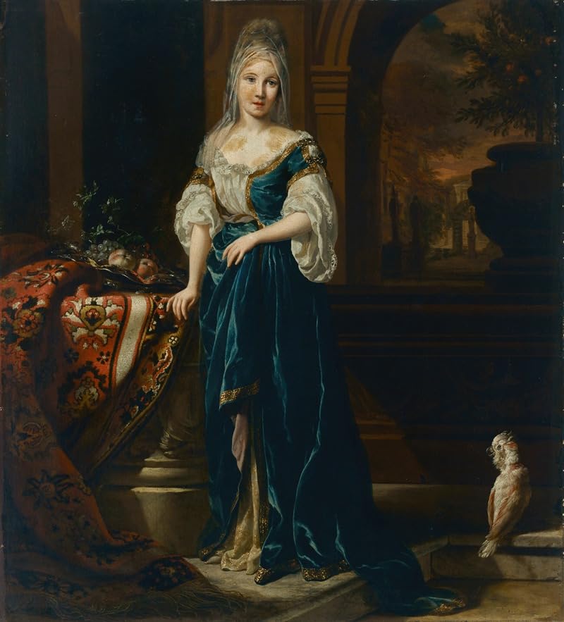 Portret elegancko ubranej młodej kobiety we wnętrzu plakat wydruk autorstwa Jan Weenix (24 x 36)