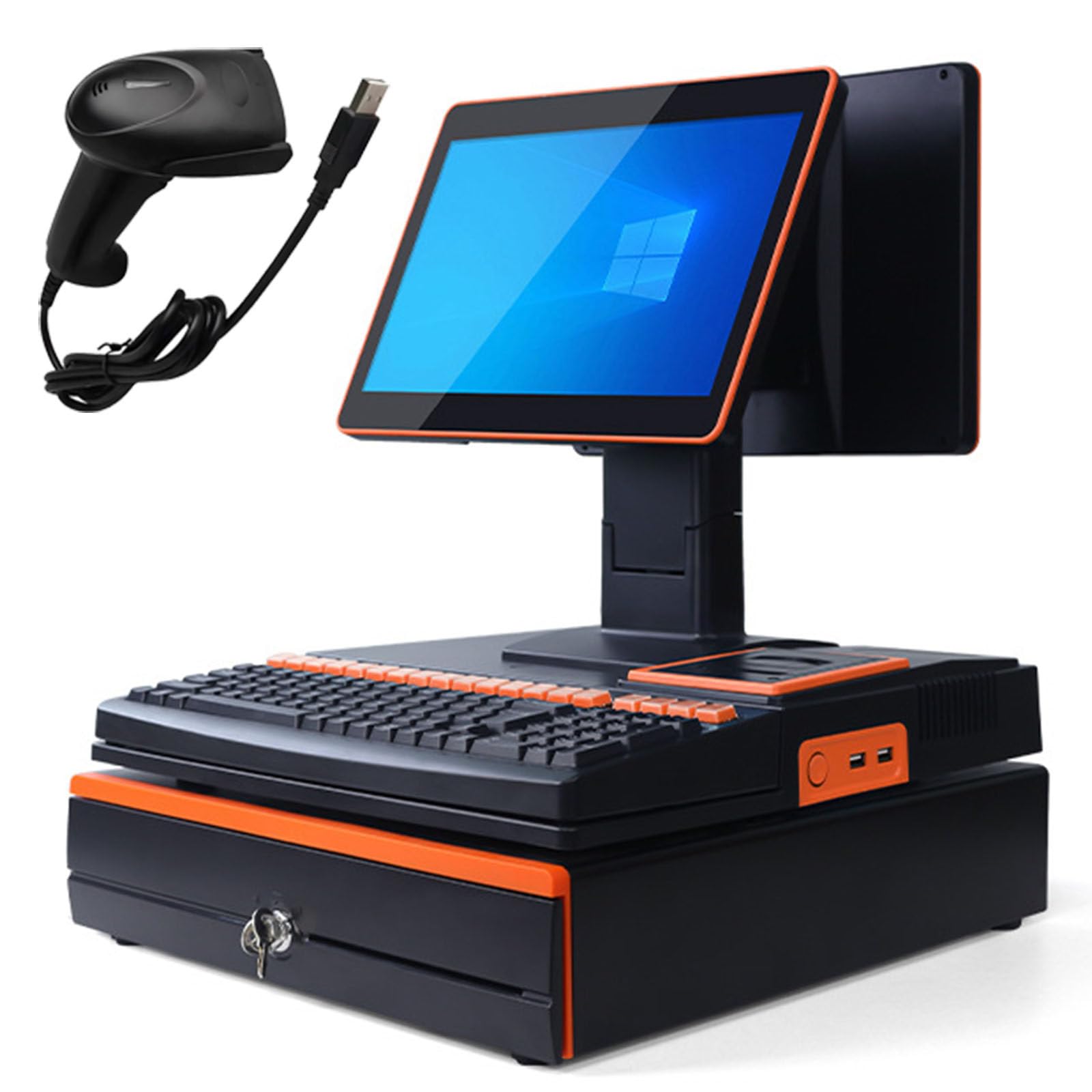 Ptatritious F All-In-One Cashier Register, Smart Cash Register Pos System, With 15.6" Touch Screen Monitor, Dual-Core I5 Cpu, Cash Drawer, 58Mm Printer, Or Retail And Restaurant -8+256Gb