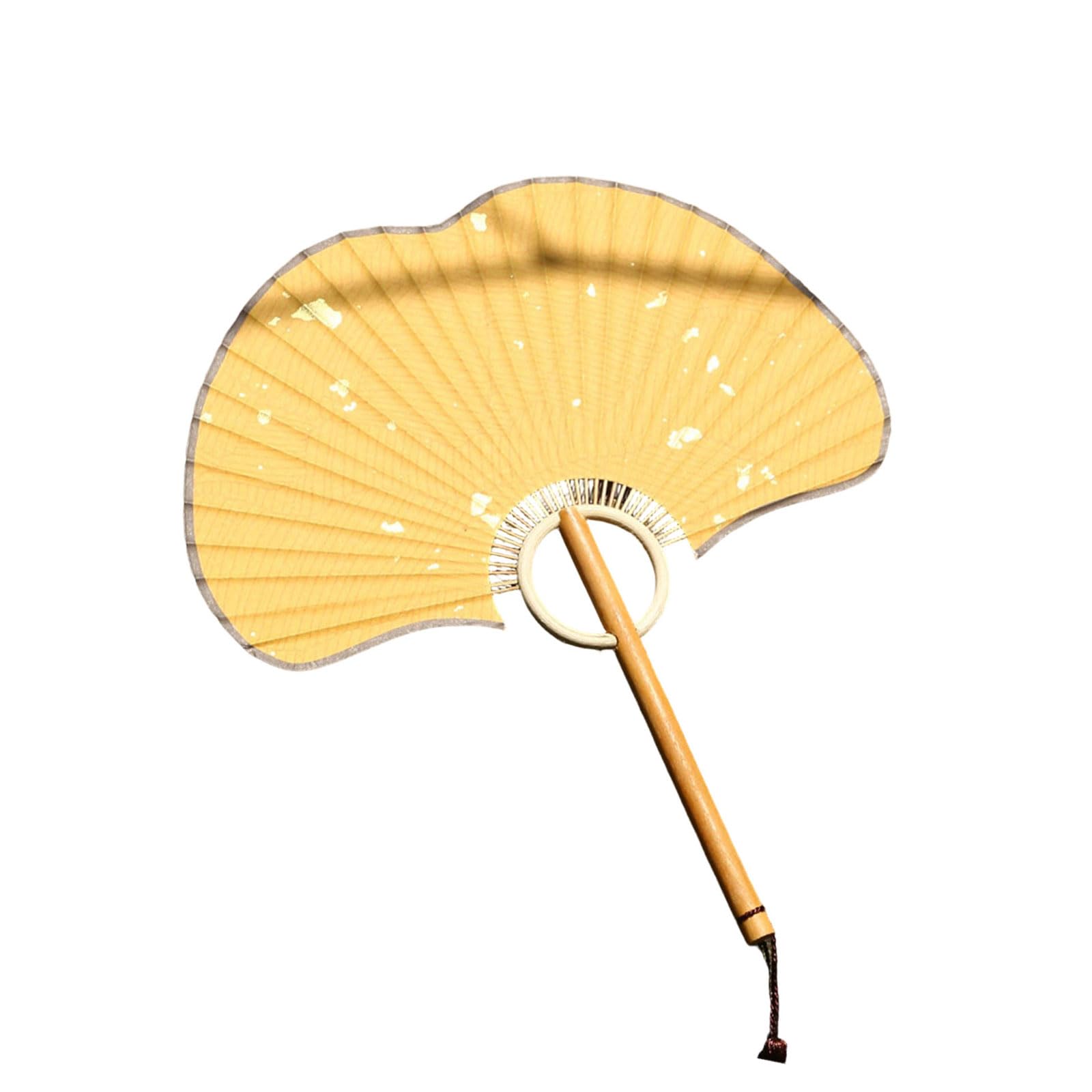Nucelit Ginkgos Rice Paper Fan Chinese Styles Hand Fan Handheld Cooling for Wedding Party Dance Photo Props Home Decorations Ginkgos Rice Paper