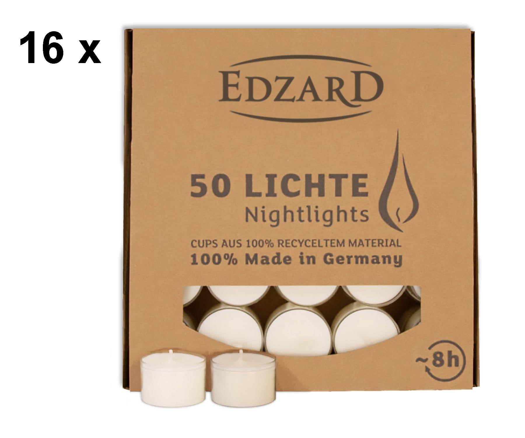 EDZARD 800 Teelichter, weiß (ø 38 mm, 8 Stunden Brenndauer) aus Paraffin, ohne Duft - Nightlights, Teelichte für Teelichtglas, ideal für die Dauerkerze Cornelius von Edzard