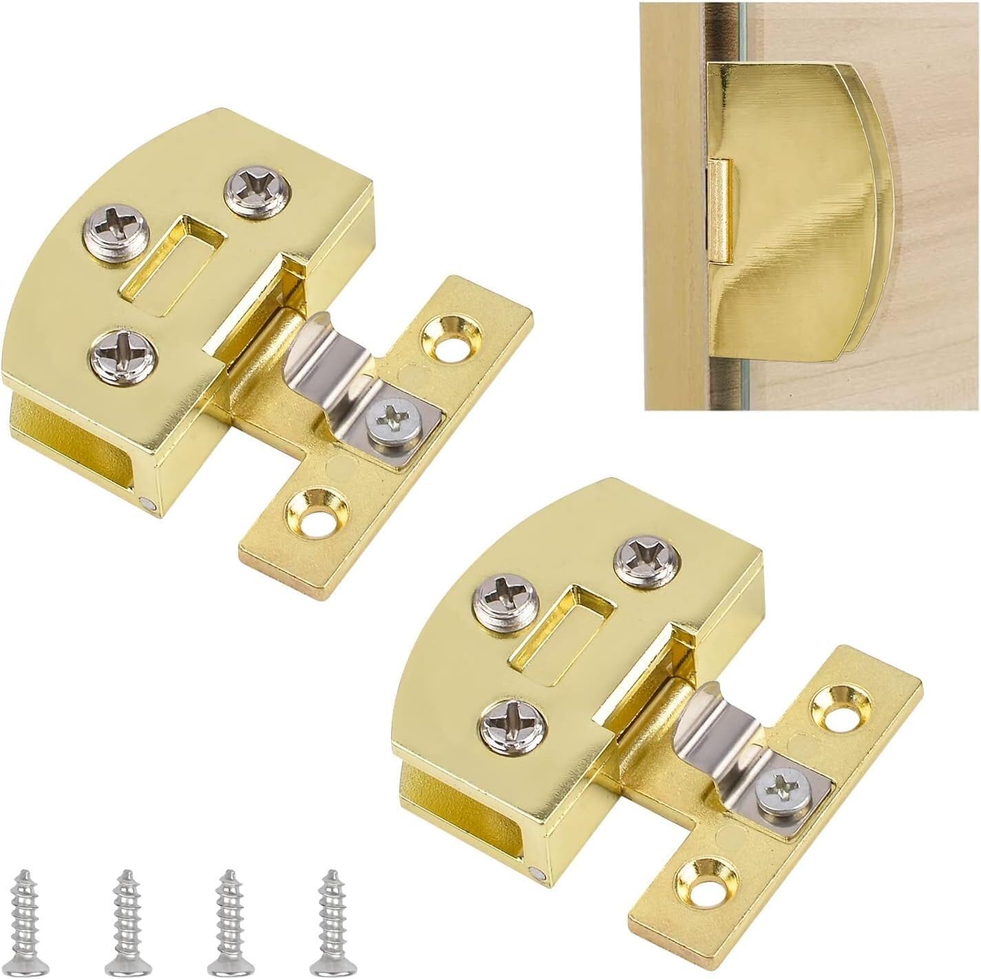 Oricalchasm Gold 2Pcs Clamp Hinges Zinc Alloy Side-Mount Pivot Hinges 90 Degree For 5-8Mm Frameless Glass Cabinet Door(Gold)
