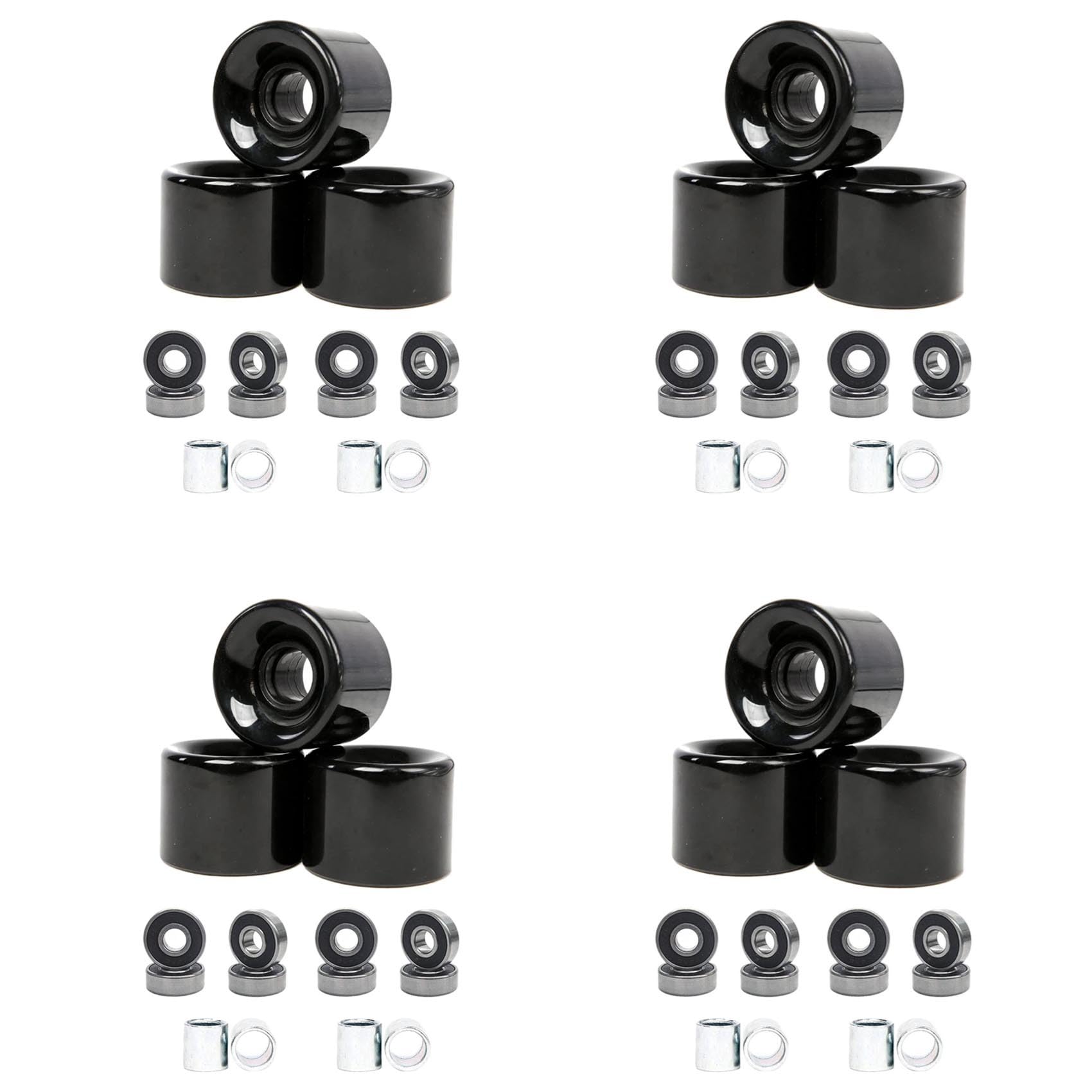 Paquete de 16 Ruedas de Skateboard de 60 mm + Ruedas de Crucero ABEC-9 con Cojinetes de Acero y Espaciadores