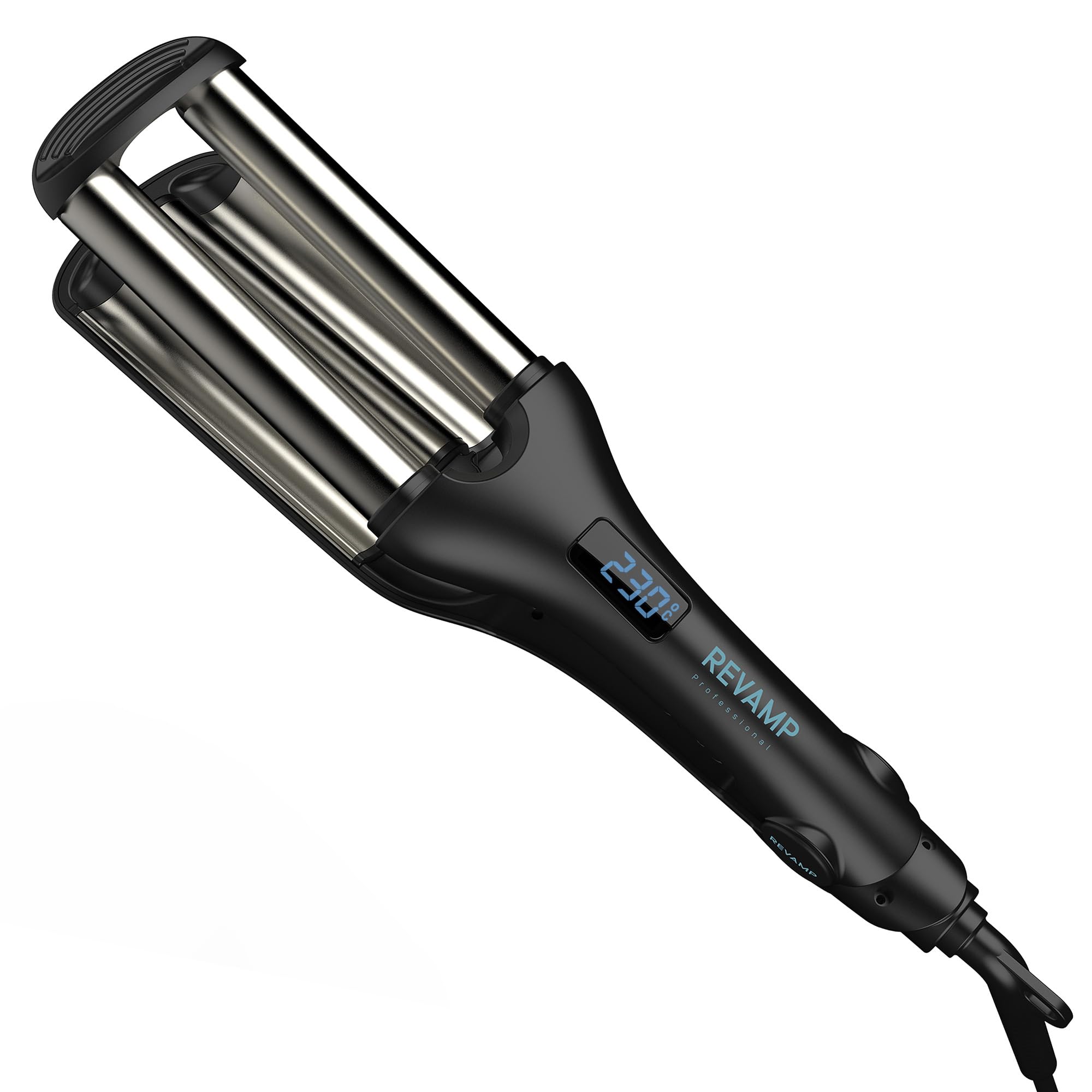 Revamp Progloss Wave Define Styler Professional, Ionen-Technologie, Zylinder angereichert mit Progloss Super Smooth Keratin, Argan- und Kokosöl, kräuselfreies Design für geschmeidige S-Wellen